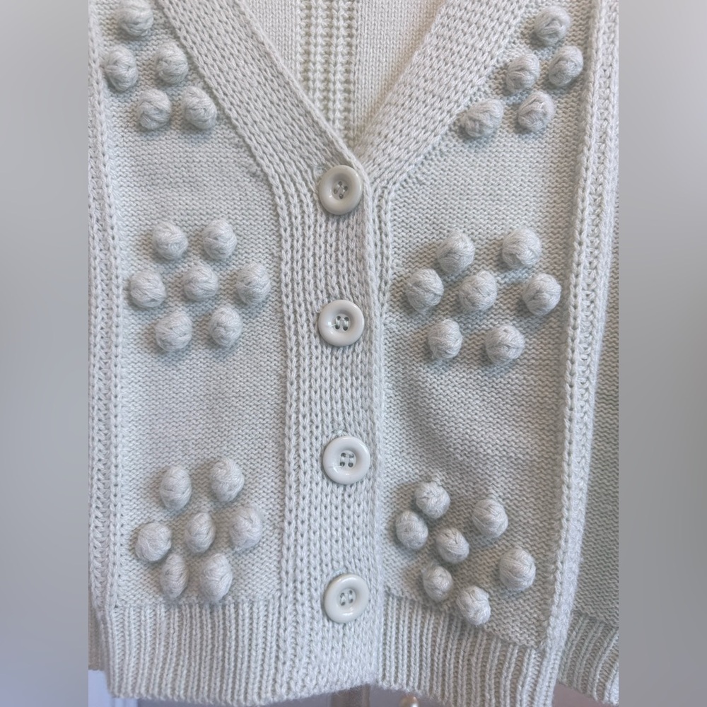 Like New Bohme Cropped Short Sleeve Cardigan Sweater in Light Green - Size Large - Picture 8 of 10